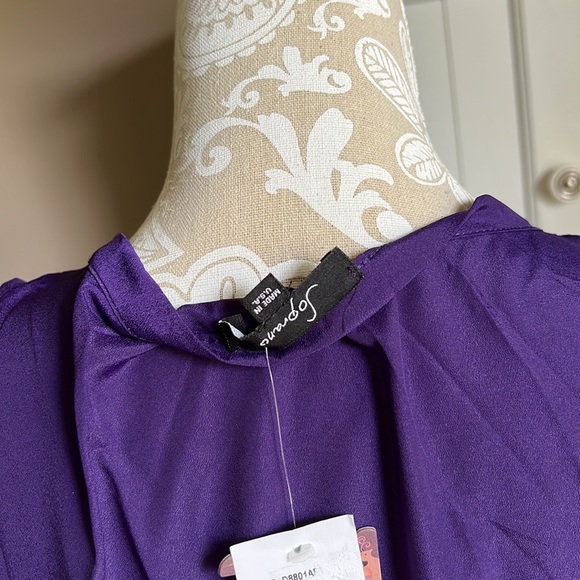 • NWT Soprano amethyst long button front high low dress, M • - Picture 8 of 9
